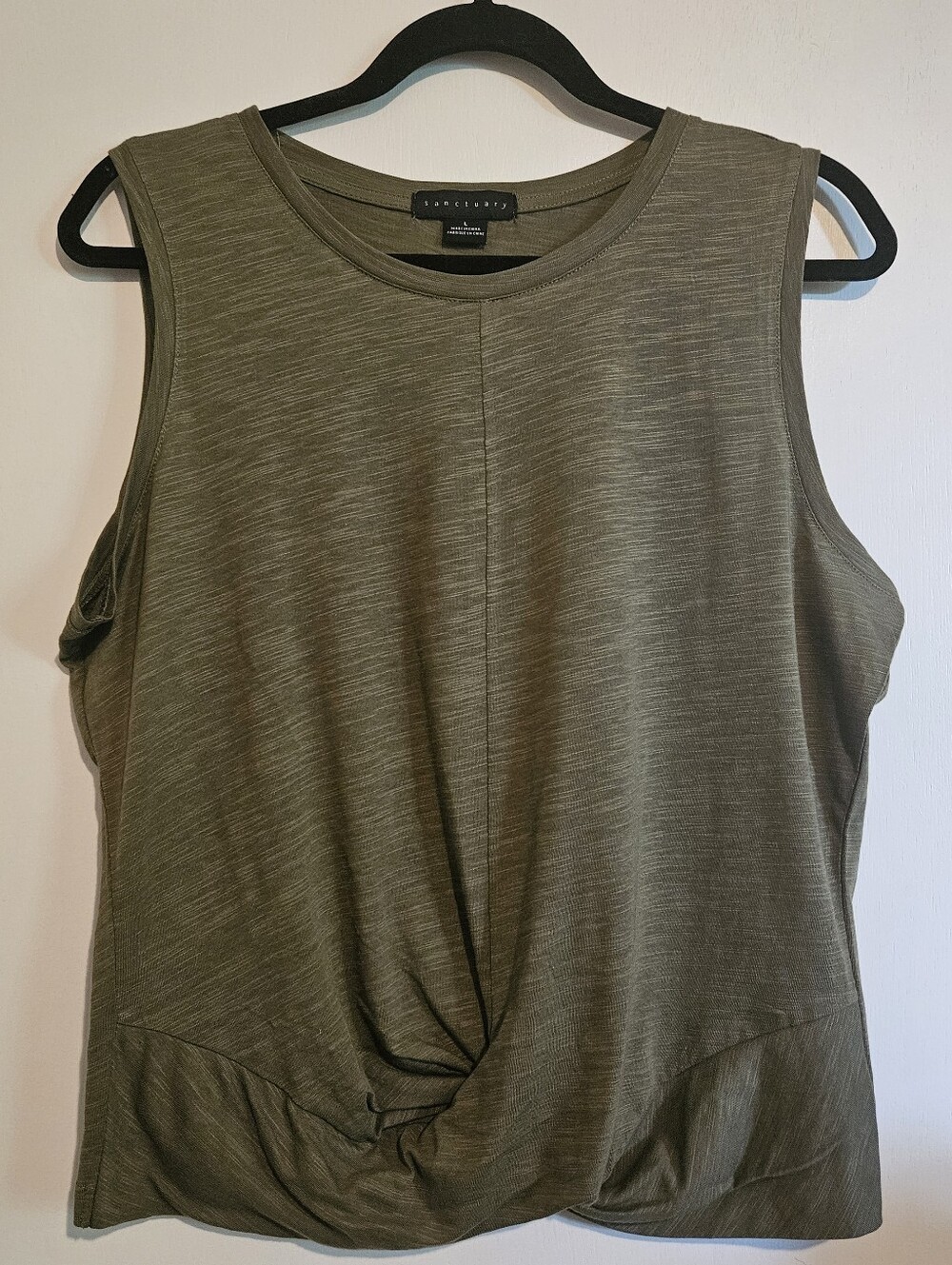 Sanctuary Womens Twist Tank Top Size Large Summer Travel Vacation  Olive Green